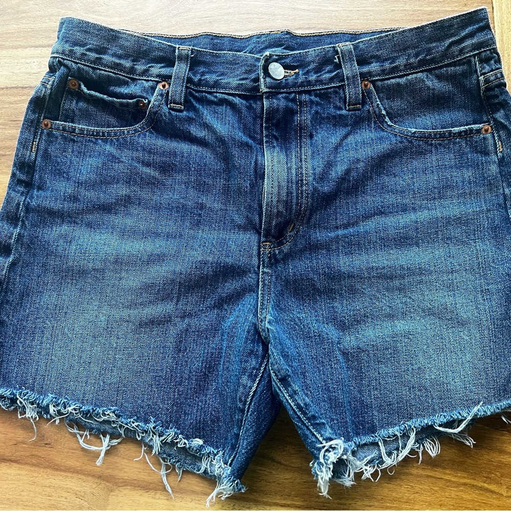 Outerknown Blue Jean Shorts with Frayed Hem - Sz 27